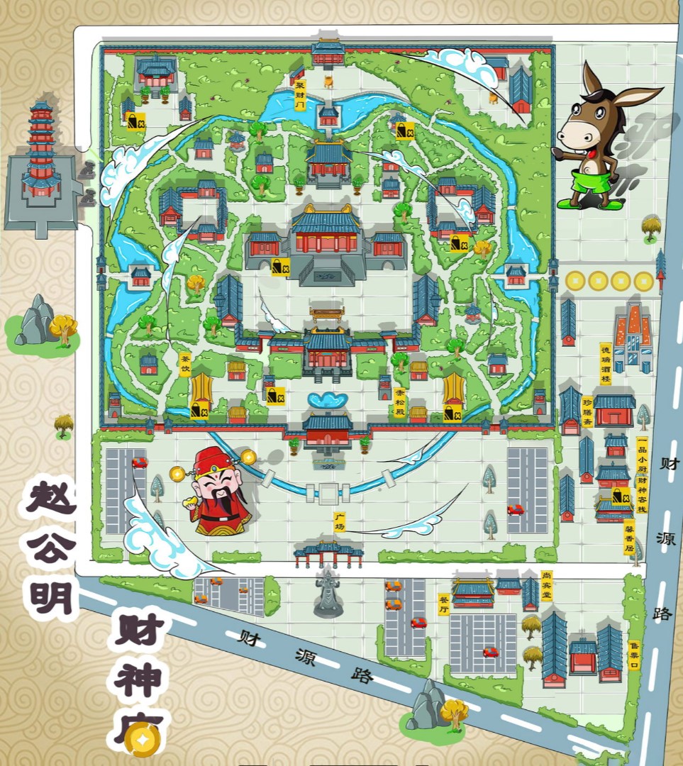 漳州寺庙类手绘地图